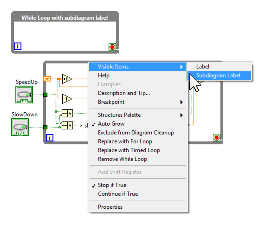 Adding a sublabel to a while loop