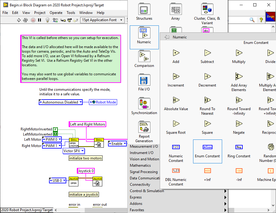 Create an enum in begin.vi