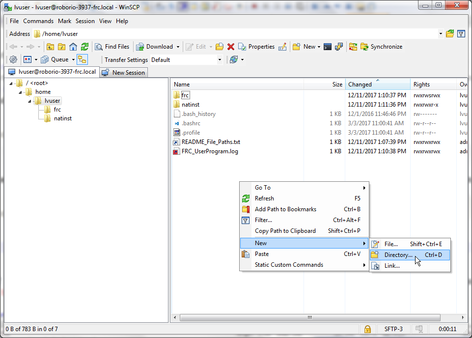 WinSCP new directory