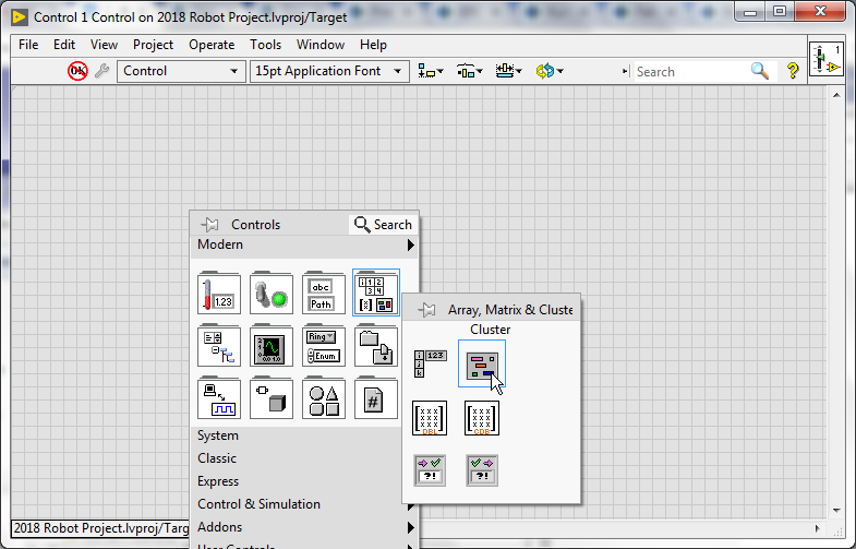 Create a new control cluster to hold definition